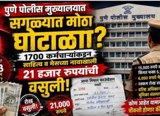 पुणे पोलीस मुख्यालयात ३.५ कोटींच्या वसुलीचा संशय? नव्याने रुजू झालेल्या १७०० कर्मचाऱ्यांकडून साहित्य व मेसच्या नावाखाली २१ हजार रुपये घेतल्याचा आरोप…