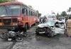 अमळनेर तालुक्यात मोटरसायकल, कार आणि एसटी बसची जोरदार धडक