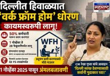 दिल्लीत हिवाळ्यात ‘वर्क फ्रॉम होम’ धोरण कायमस्वरूपी; १ नोव्हेंबरपासून अंमलबजावणी