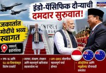 जकार्तात मोदींचे भव्य स्वागत; इंडो-पॅसिफिक दौऱ्याची दमदार सुरुवात व्यापार, संरक्षण, तंत्रज्ञान आणि महत्त्वपूर्ण खनिजांवर सहकार्य वाढविण्यावर भर