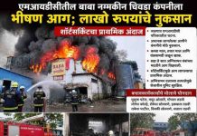 एमआयडीसीतील बाबा नमकीन चिवडा कंपनीला भीषण आग; लाखो रुपयांचे नुकसान, शॉर्टसर्किटचा प्राथमिक अंदाज